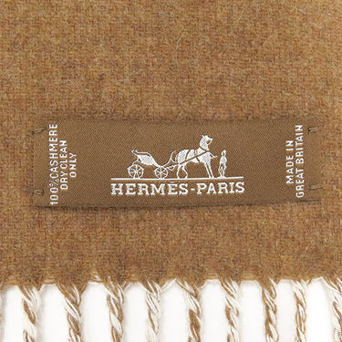 エルメス HERMES カザック シェヴロン ブラウン×アイボリー カシミヤ マフラー 茶 白 バイカラー