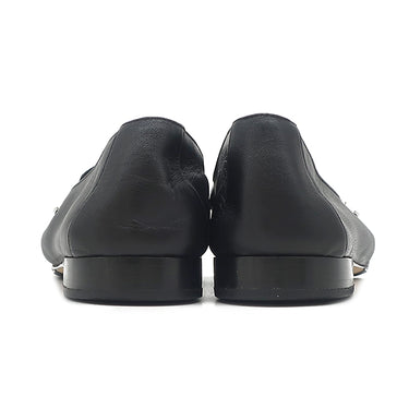 シャネル CHANEL ココマーク チェーン ローファー G34827 ブラック レザー ＃36 1/2 ローファー シルバー金具 黒