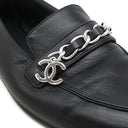 シャネル CHANEL ココマーク チェーン ローファー G34827 ブラック レザー ＃36 1/2 ローファー シルバー金具 黒