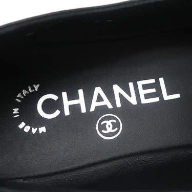 シャネル CHANEL ココマーク チェーン ローファー G34827 ブラック レザー ＃36 1/2 ローファー シルバー金具 黒