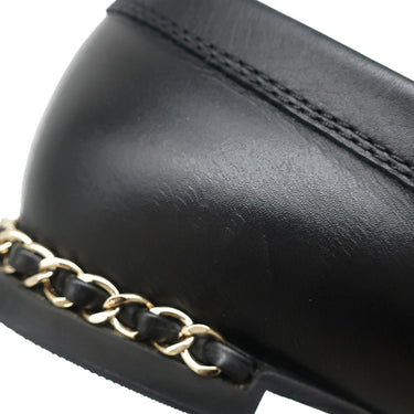 シャネル CHANEL ココマーク チェーン ローファー G35067 ブラック レザー ＃36 ローファー ゴールド金具 黒