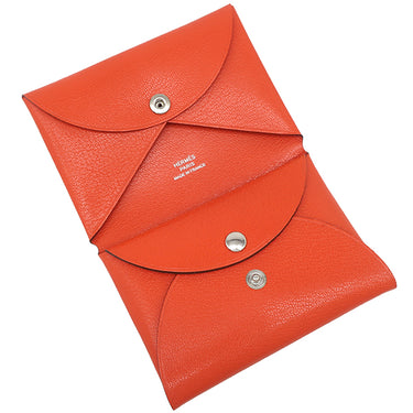 エルメス HERMES カルヴィ デュオ カプシーヌ レザー シェーブルシャムキラ カードケース シルバー金具 新品 未使用 フラグメントケース 2025年製