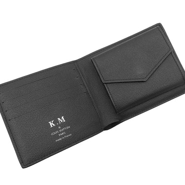 ルイヴィトン LOUIS VUITTON ポルトフォイユ マルコNM M62289 ノワール エピレザー 二つ折り財布 黒 イニシャル入り