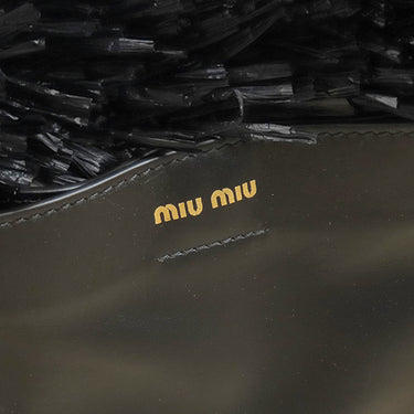 ミュウミュウ MIU MIU PALMITO かごバッグ 5BG209 ナチュラル×ブラック パルミット レザー ハンドバッグ 黒 ベージュ ロゴ カゴバッグ
