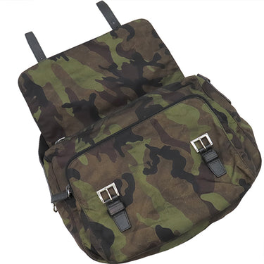 プラダ PRADA 三角ロゴ メッセンジャー バッグ カーキ ナイロン ショルダーバッグ シルバー金具 カモフラ 迷彩柄