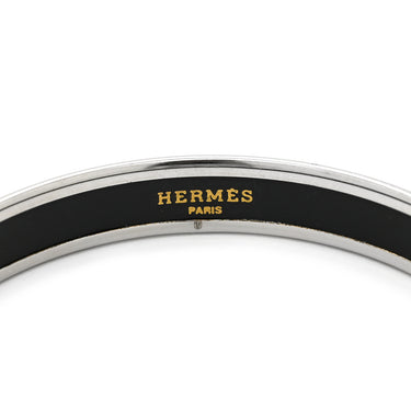 エルメス HERMES エマイユ PM ブラックXマルチカラー メタル 七宝焼き バングル シルバー金具 馬 雲 ブレスレット 七宝