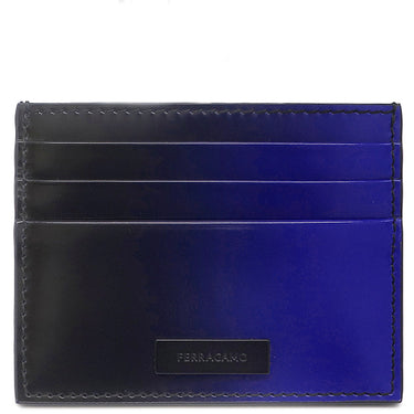 フェラガモ FERRAGAMO グラデーション カードホルダー 661201 0764071 ブラック×ブルー レザー カードケース 新品 未使用 黒 青 名刺入れ