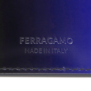 フェラガモ FERRAGAMO グラデーション カードホルダー 661201 0764071 ブラック×ブルー レザー カードケース 新品 未使用 黒 青 名刺入れ