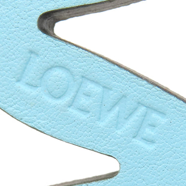 ロエベ LOEWE トカゲ チャーム ライトブルー レザー バッグチャーム シルバー金具 ベージュ ストラップ
