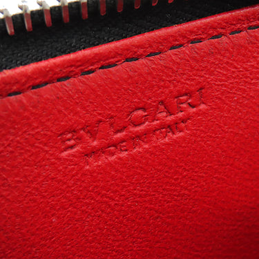 ブルガリ BVLGARI ブルガリブルガリ ラウンドファスナー ブラック レザー コインケース シルバー金具 黒 赤 バイカラー 小銭入れ ラウンドロゴ