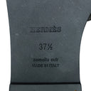 エルメス HERMES オラン H021056Z ブラック ボックスカーフ レザー #37.5 サンダル 新品 未使用 H型 黒 白ステッチ フラットサンダル
