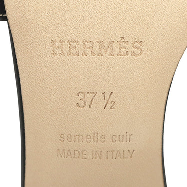 エルメス HERMES オアジス H071002Z ブラック カーフ #37 1/2 サンダル 新品未使用 H型 ヒールサンダル 黒