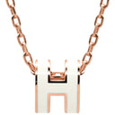 エルメス HERMES ポップアッシュ ミニ ペンダント ホワイト×ローズゴールド GP ラッカー ネックレス ピンクゴールド金具 白 Hモチーフ 新品 未使用