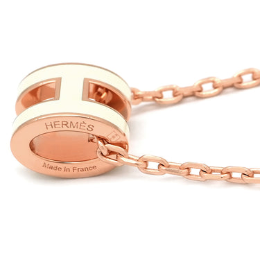 エルメス HERMES ポップアッシュ ミニ ペンダント ホワイト×ローズゴールド GP ラッカー ネックレス ピンクゴールド金具 白 Hモチーフ 新品 未使用