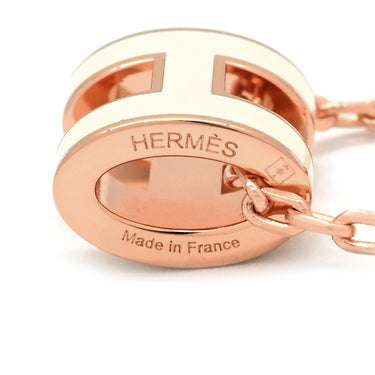 エルメス HERMES ポップアッシュ ミニ ペンダント ホワイト×ローズゴールド GP ラッカー ネックレス ピンクゴールド金具 白 Hモチーフ 新品 未使用
