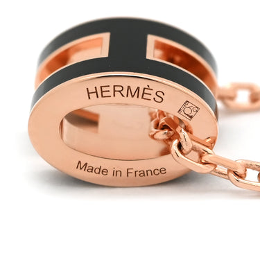 エルメス HERMES ポップアッシュ ミニ ペンダント ブラックXローズゴールド GP ラッカー ネックレス ピンクゴールド金具 黒 Hモチーフ 新品 未使用