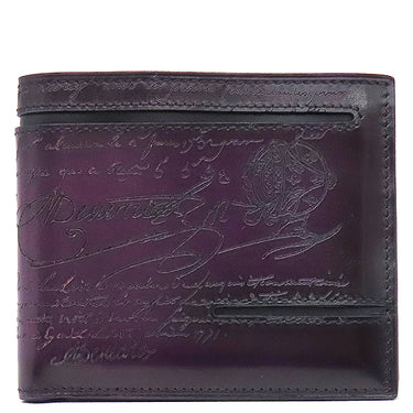 ベルルッティ BERLUTI マコレ スクリットレザー ウォレット 106132529 パープル カーフ 二つ折り財布 紫 カリグラフィー パティーヌ