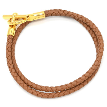 エルメス HERMES グレナン ドゥブルトゥール H071689F ゴールド ヴォースイフト GP ブレスレット ゴールド金具 茶 2連 2重 新品 未使用