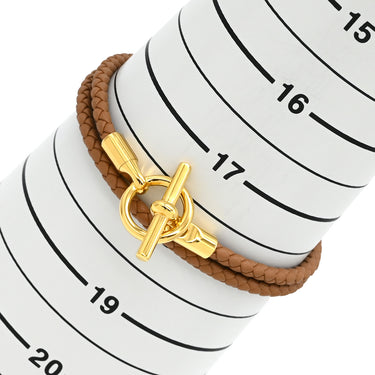 エルメス HERMES グレナン ドゥブルトゥール H071689F ゴールド ヴォースイフト GP ブレスレット ゴールド金具 茶 2連 2重 新品 未使用