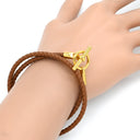 エルメス HERMES グレナン ドゥブルトゥール H071689F ゴールド ヴォースイフト GP ブレスレット ゴールド金具 茶 2連 2重 新品 未使用