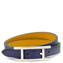 エルメス HERMES ビーアピ ドゥブルトゥール ネイビー×イエロー ヴォースイフト メタル T2 ブレスレット シルバー金具 紺 黄 behapi リバーシブル バイカラー 2連