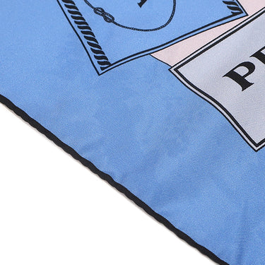 プラダ PRADA プリントシルクツイル スカーフ 90 1FF001 2DGY セレステ シルク スカーフ ロゴ ヘリテージ