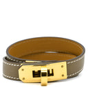 エルメス HERMES ケリードゥブルトゥール エトゥープ×ゴールド ヴォースイフト GP T2 ブレスレット グレージュ 2重 2連 レザーブレス