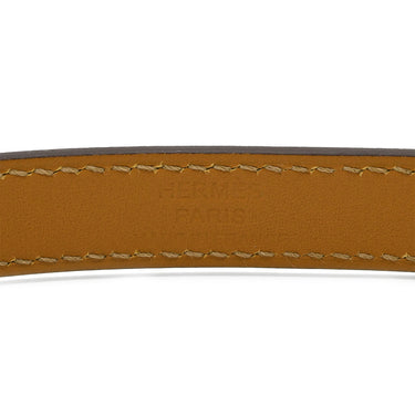 エルメス HERMES ケリードゥブルトゥール エトゥープ×ゴールド ヴォースイフト GP T2 ブレスレット グレージュ 2重 2連 レザーブレス