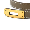 エルメス HERMES ケリードゥブルトゥール エトゥープ×ゴールド ヴォースイフト GP T2 ブレスレット グレージュ 2重 2連 レザーブレス