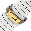 エルメス HERMES ケリードゥブルトゥール エトゥープ×ゴールド ヴォースイフト GP T2 ブレスレット グレージュ 2重 2連 レザーブレス