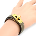 エルメス HERMES ケリードゥブルトゥール エトゥープ×ゴールド ヴォースイフト GP T2 ブレスレット グレージュ 2重 2連 レザーブレス