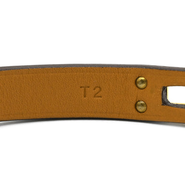 エルメス HERMES ミニ ケリードゥブルトゥール エトゥープ×ゴールド ヴォースイフト GP T2 ブレスレット グレージュ 2重 2連 レザーブレス