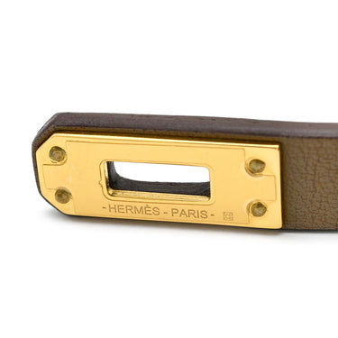 エルメス HERMES ミニ ケリードゥブルトゥール エトゥープ×ゴールド ヴォースイフト GP T2 ブレスレット グレージュ 2重 2連 レザーブレス