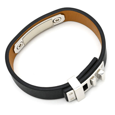 エルメス HERMES アスドゥクール ハート ブラックXシルバー スイフト メタル T2 ブレスレット レザーブレス 黒