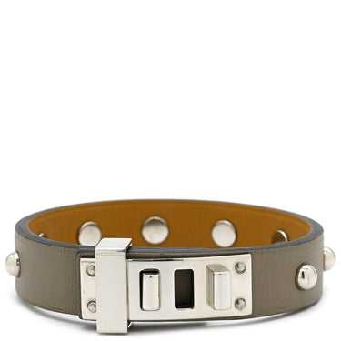 エルメス HERMES ミニドッグ クルーロン グリアスファルト スイフト メタル T1 ブレスレット シルバー金具 レザーブレス