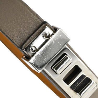 エルメス HERMES ミニドッグ クルーロン グリアスファルト スイフト メタル T1 ブレスレット シルバー金具 レザーブレス