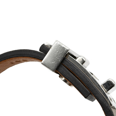 エルメス HERMES ミニドッグ クルーロン グリアスファルト スイフト メタル T1 ブレスレット シルバー金具 レザーブレス