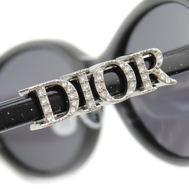 クリスチャン・ディオール Christian Dior DiorTreasure オーバル シェイプ 57□17 ブラック×シルバー アセテート メタル スワロフスキークリスタル サングラス 黒 ラメ