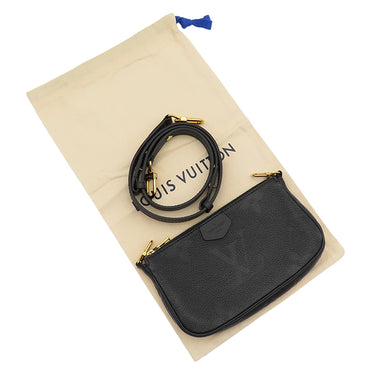 ルイヴィトン LOUIS VUITTON ミュルティ ポシェット アクセソワール M80399 ノワール モノグラムアンプラント ショルダーバッグ ゴールド金具