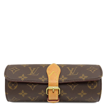 ルイヴィトン LOUIS VUITTON エテュイ 3 モントル M47530 モノグラム モノグラムキャンバス ポーチ ゴールド金具 ウォッチケース 腕時計ケース 茶