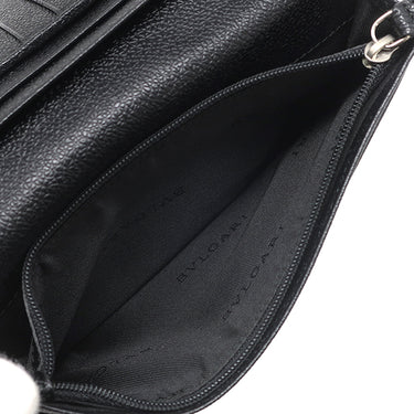 ブルガリ BVLGARI ミレリゲ ブラック PVC レザー 長財布 シルバー金具 黒 二つ折り 札入れ