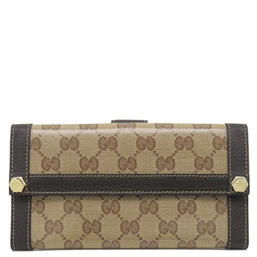 グッチ GUCCI GGクリスタル Wホック ロングウォレット 231839 ベージュ×ブラウン PVCコーティングキャンバス GGクリスタル 長財布 シャンパンゴールド金具 PVC