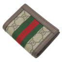 グッチ GUCCI オフィディア GG カードケース 523155 ベージュ×エボニー GGスプリームキャンバス レザー 二つ折り財布 ゴールド金具 ウェブ ストライプ