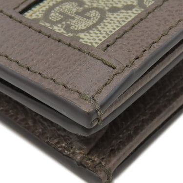 グッチ GUCCI オフィディア GG カードケース 523155 ベージュ×エボニー GGスプリームキャンバス レザー 二つ折り財布 ゴールド金具 ウェブ ストライプ