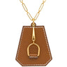 エルメス HERMES クロシェット エリタージュ ゴールド レザー GP ネックレス ゴールド金具 茶 あぶみ ロングネックレス