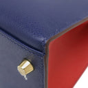 エルメス HERMES ケリー28 外縫い ブルーサフィール×ルージュカザック ヴォーエプソン 2WAYバッグ ゴールド金具 【PO品】 ハンドバッグ ショルダー