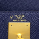 エルメス HERMES ケリー28 外縫い ブルーサフィール×ルージュカザック ヴォーエプソン 2WAYバッグ ゴールド金具 【PO品】 ハンドバッグ ショルダー