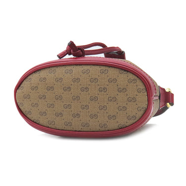 グッチ GUCCI ドラえもんコラボ ミニバケット 647801 ブラウン×レッド GGスプリームキャンバス ショルダーバッグ ゴールド金具 茶 赤