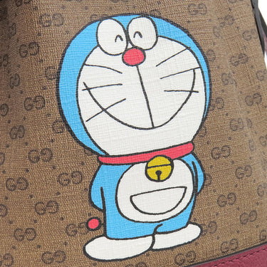 グッチ GUCCI ドラえもんコラボ ミニバケット 647801 ブラウン×レッド GGスプリームキャンバス ショルダーバッグ ゴールド金具 茶 赤