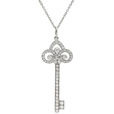 ティファニー Tiffany & Co フルール ド リス キー プラチナシルバー Pt950 ダイヤモンド ネックレス T＆Co. プラチナ 950